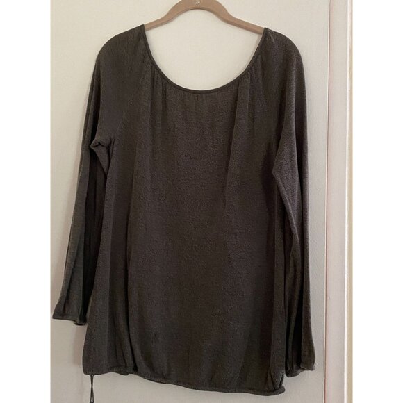 MOTH BY ANTHROPOLOGY Long Sleeve Scoop Neck Top With Adjustable String Tie Hem - Picture 2 of 2